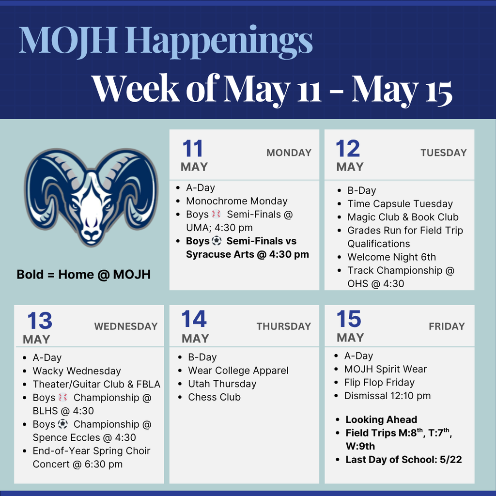 Week at a Glance 5/11-5/15