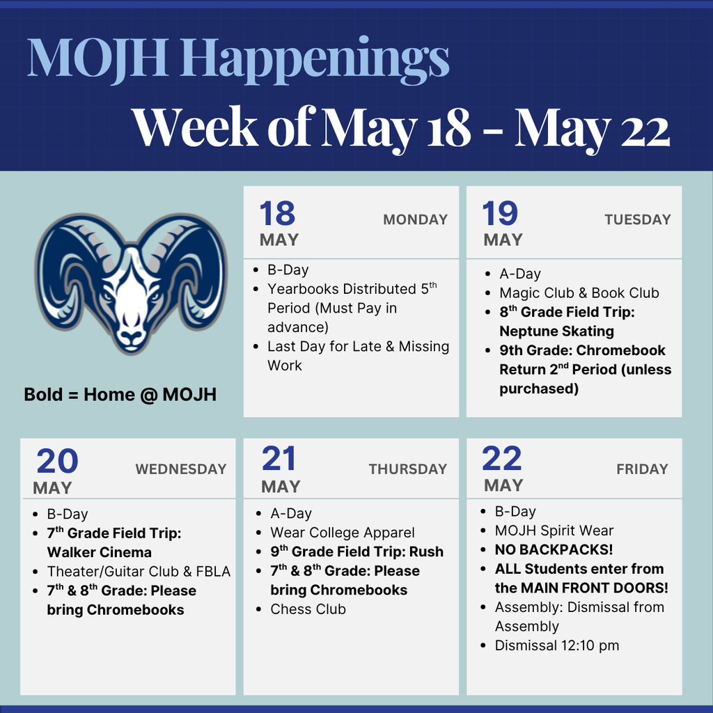 Week at a Glance 5/18-5/22