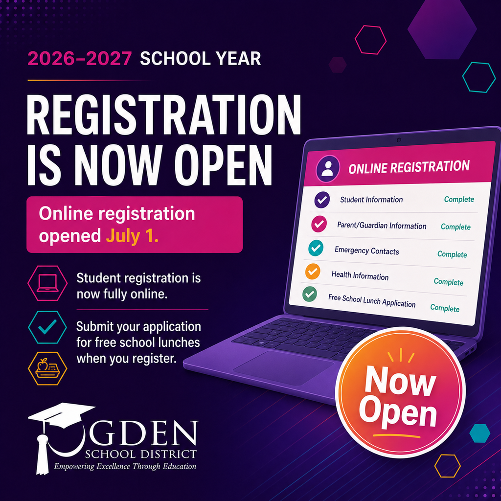 Infographic - Online Registration is now open for the 2026-2027 school year