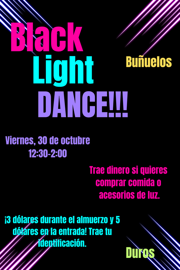 Spanish Black Light Dance Flier