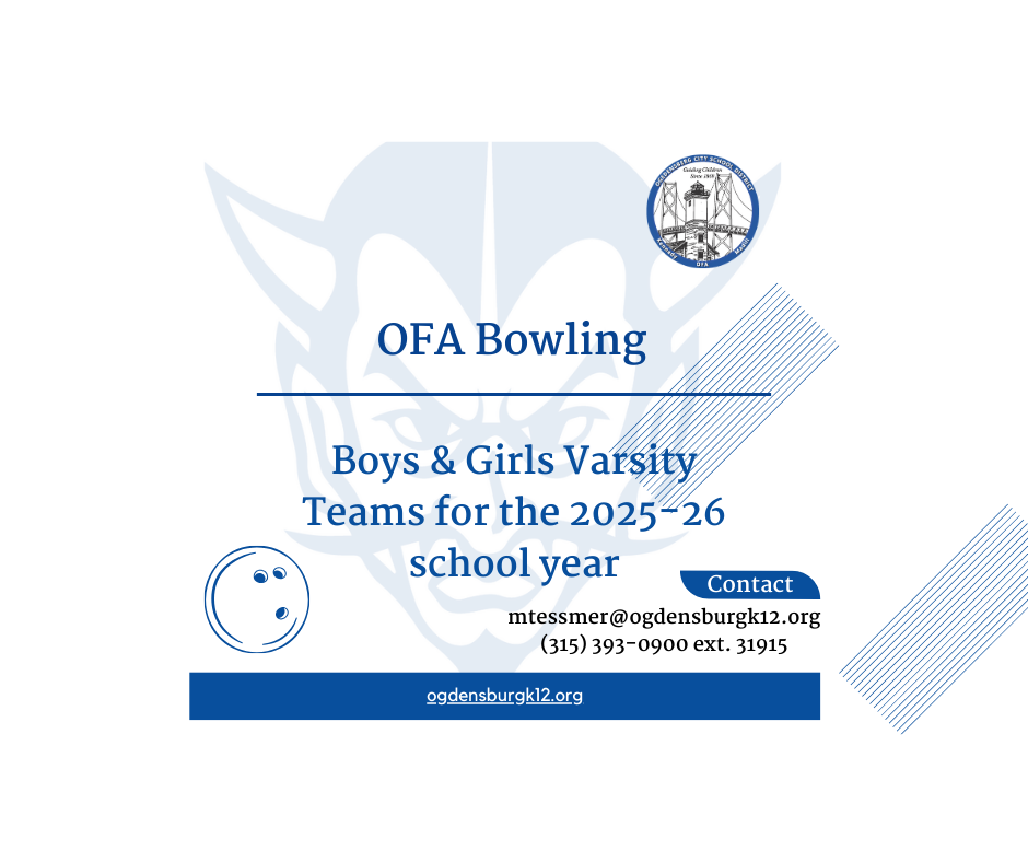 Graphic of OFA Bowling Boys and Girls Varsity Teams for the 2025-26 school year
