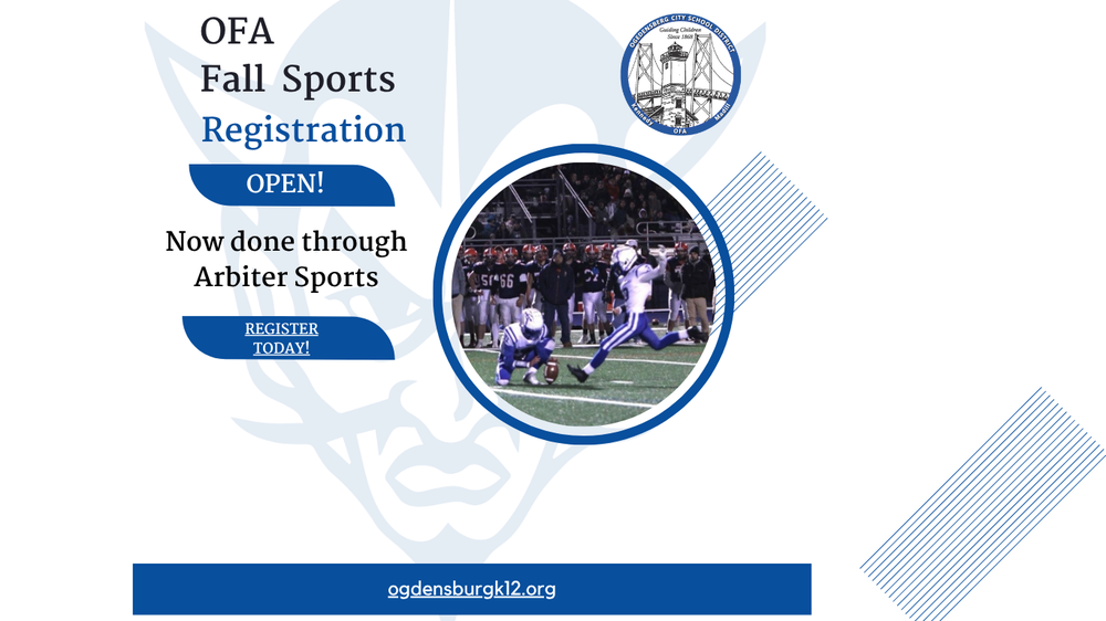 Graphic displaying information about OFA Fall Sports Registration