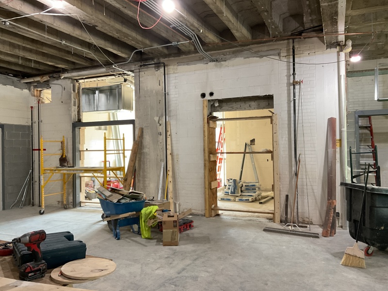 Photo of the CREATE space under renovation- looking west