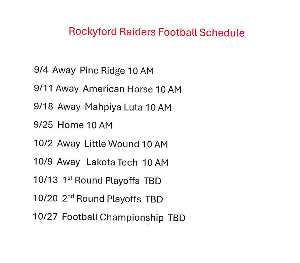 football schedule for RF