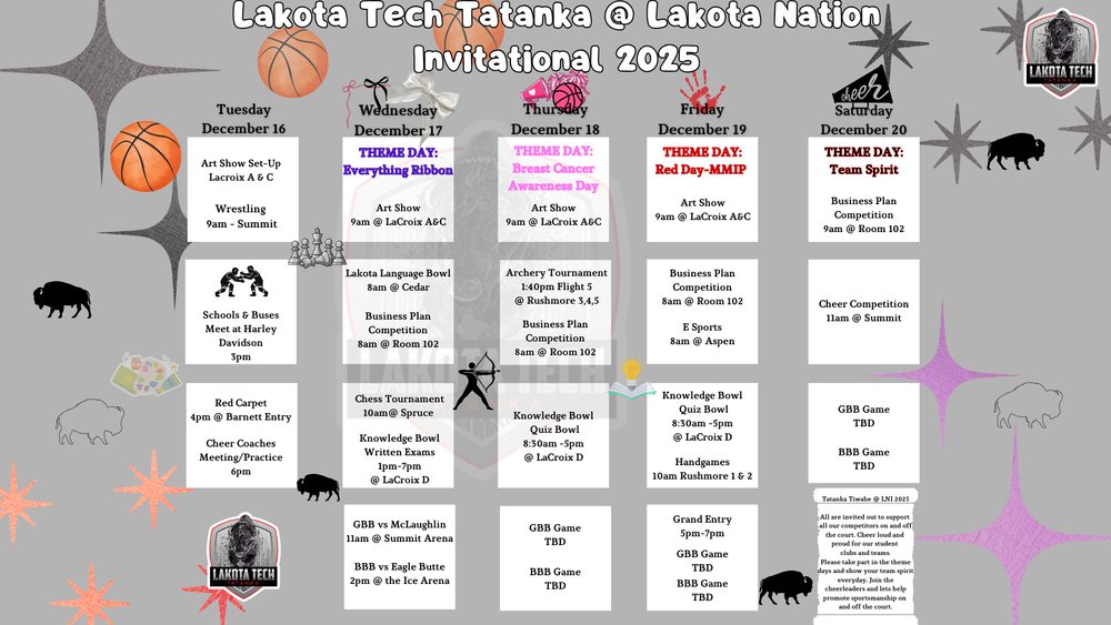 LNI 2025 Schedule - Tatanka Activities/Athletics