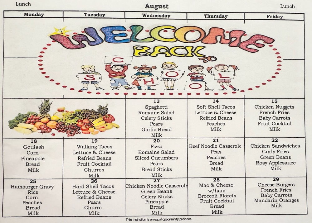 August 2025 Menu