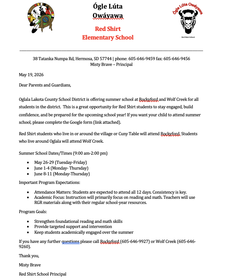 Summer School Letter