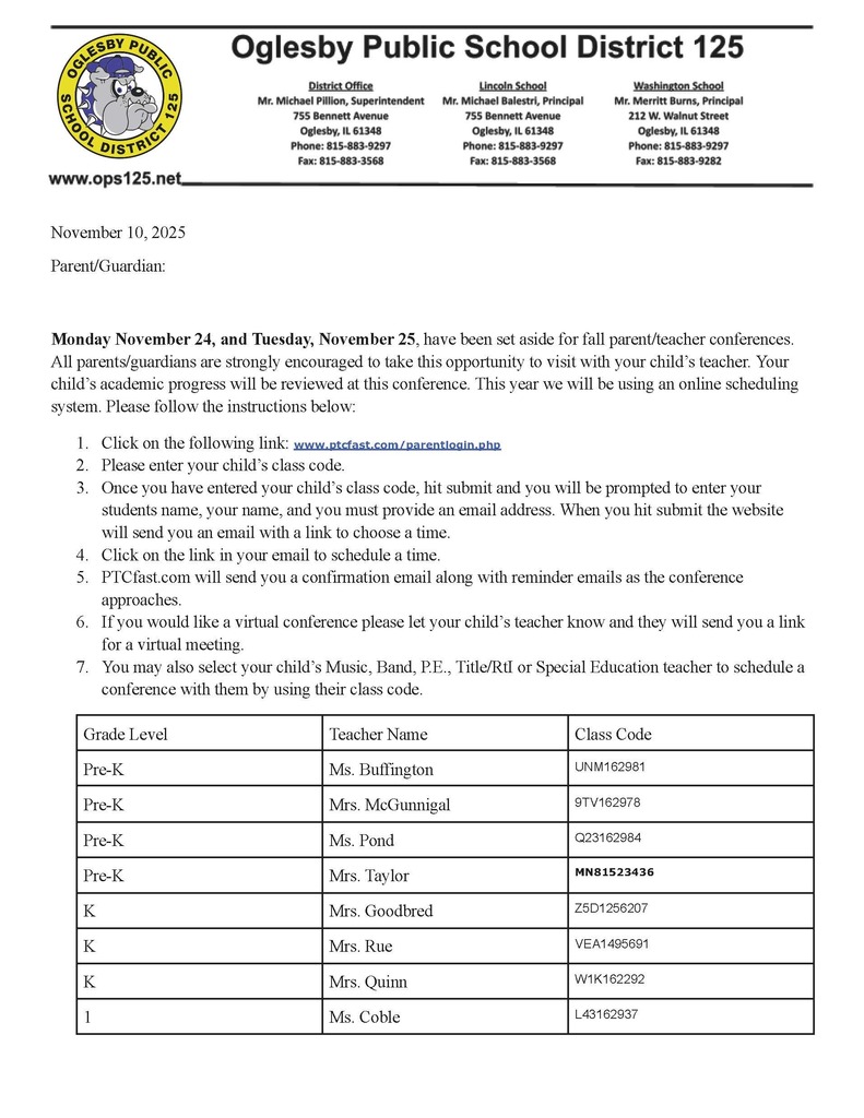 Parent Teacher Conferences