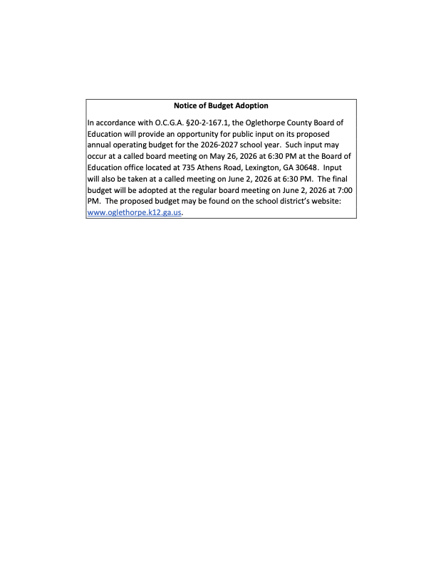Notice of Budget Adoption