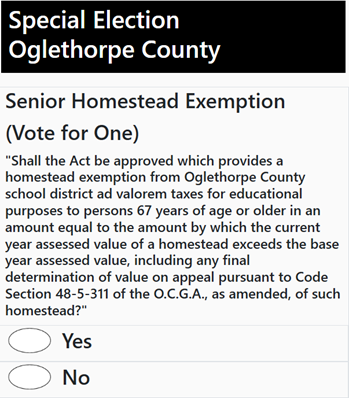 Senior Homestead Exemption Ballot Question