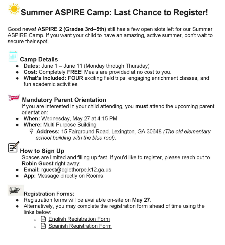 Aspire Summer Camp