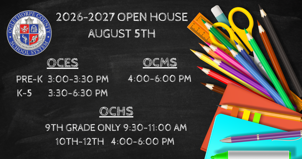 Open House Schedule for all schools 