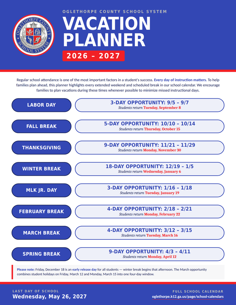 2026-2027 Vacation Planner