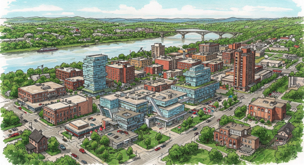 image of rendering of downtown city skyline