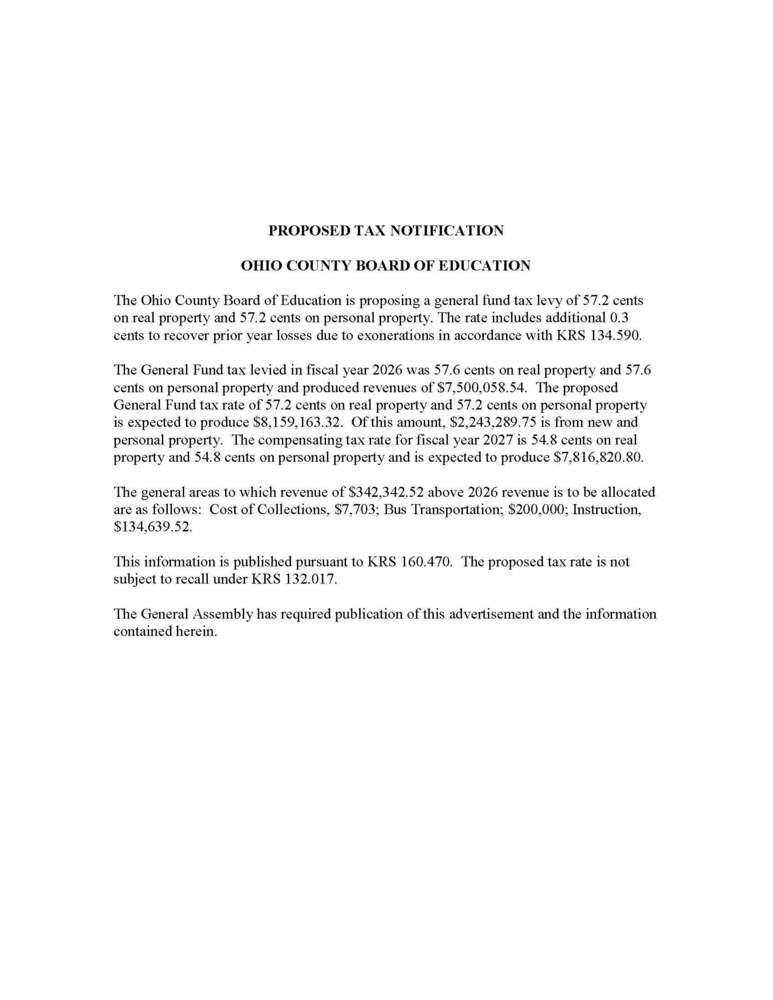 Tax Rate Notification