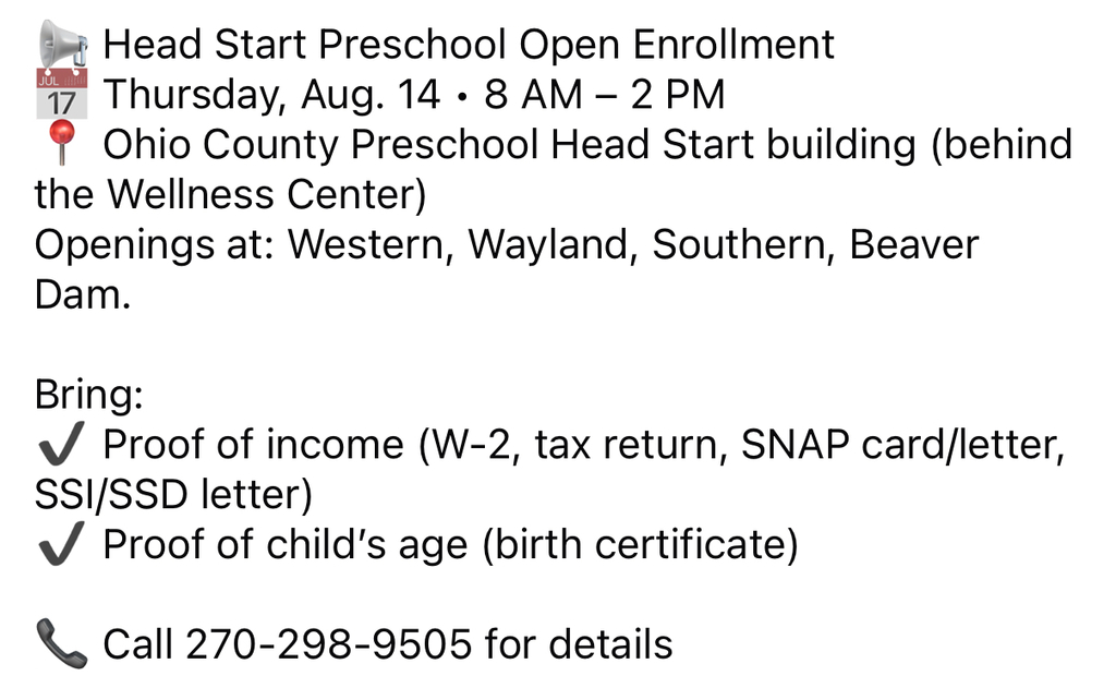 Headstart enrollment