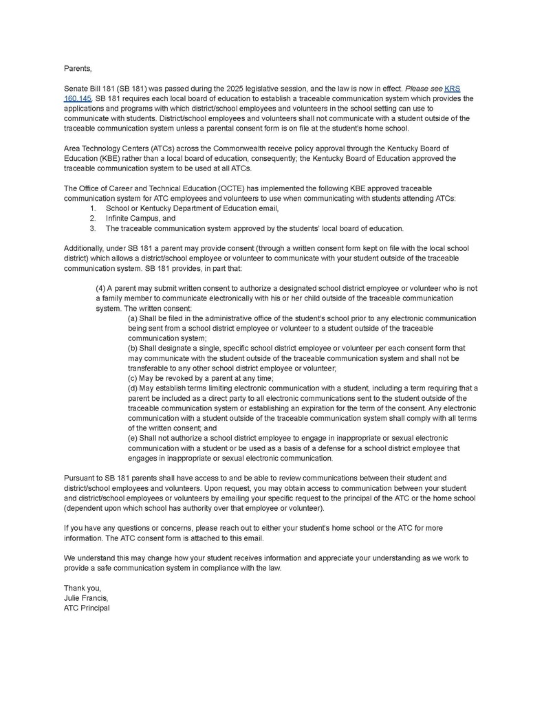Traceable Communications Notice