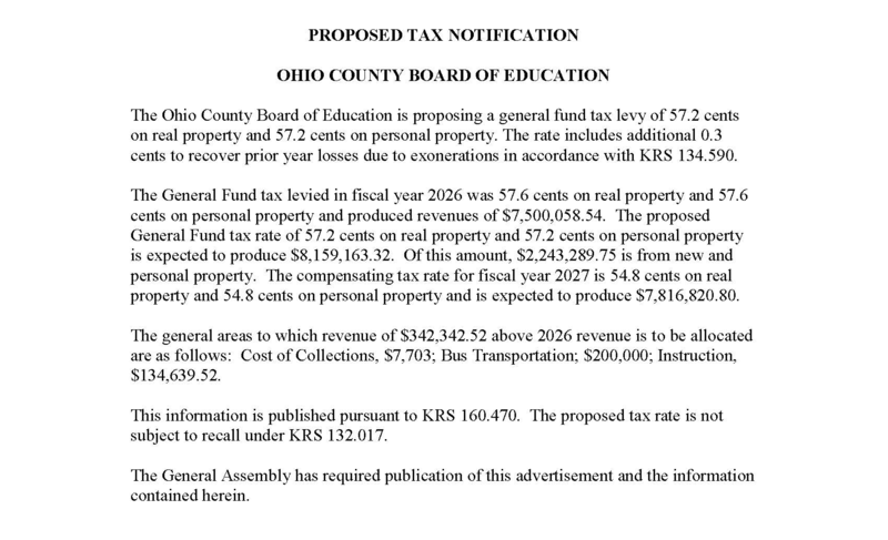 Tax Rate Notification