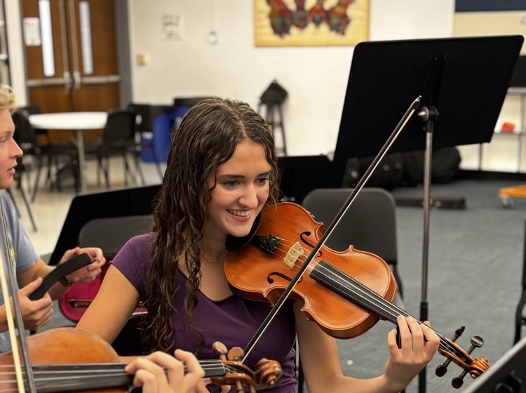 student playing violin