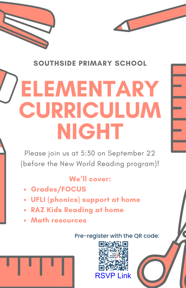 Elementary Information Night at 5:30 pm right before Family Literacy Night