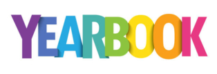 Yearbook. Lettering is multicolored, purple, blue, teal, green, yellow, orange, pink