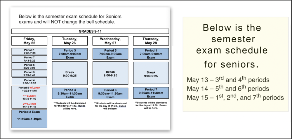 2nd Semester Exams Schedule