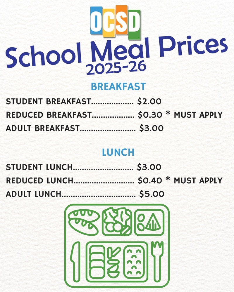 2025-2026 School Meal Prices