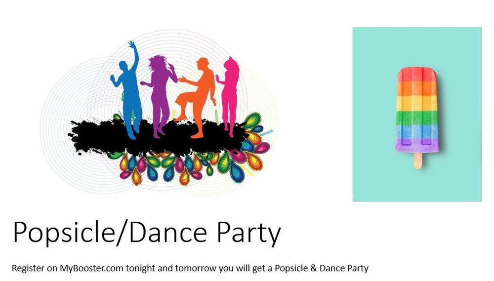 Boosterthon 2026 Popsicle/Dance Party 2026. Register on MyBooster.com tonight and tomorrow you will get a Popsicle & Dance Party
