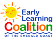 Early Learning Coalition of the Emerald Coast. Colorful letters with a yellow and orange sun