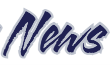 "News" in Navy letters outlined in grey