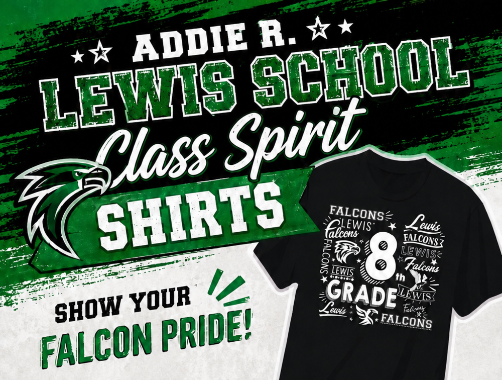Image announces that class shirts are on sale and shows an example