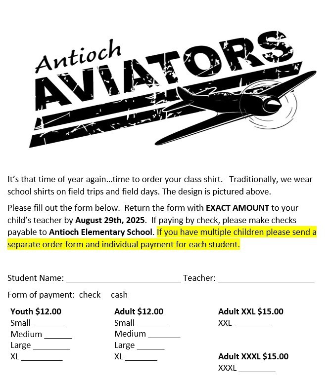 Antioch Aviator Class shirts