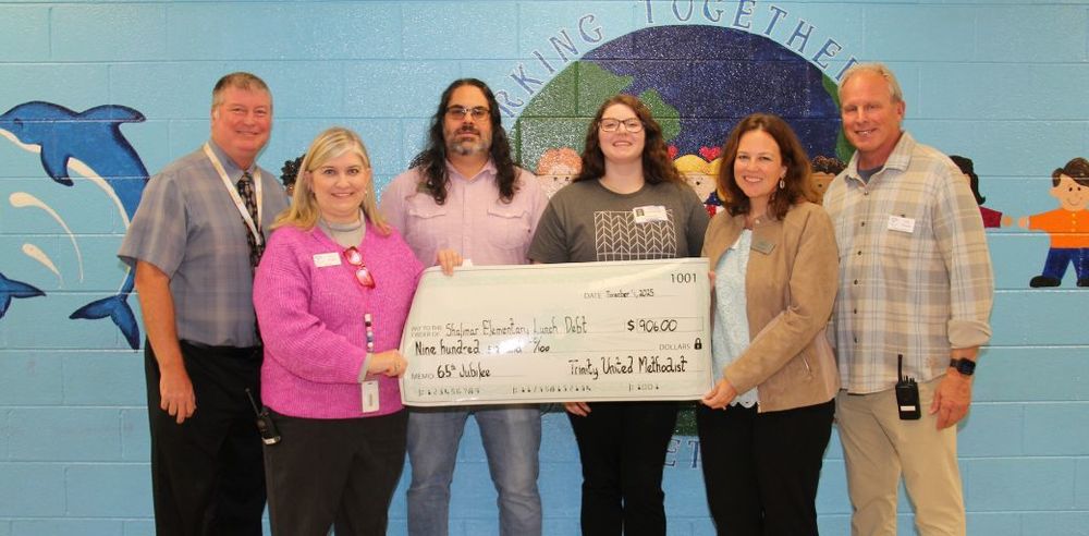 OCSD Food Services Program Director Steve Anderson, Principal Amy Klugh, Worship Arts Minister Ben Savage, Children’s Director Jessica McClung, Paster Christina Shaver, and Dean Greg Thomas