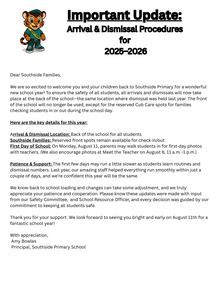 Arrival and Dismissal 2025-2026