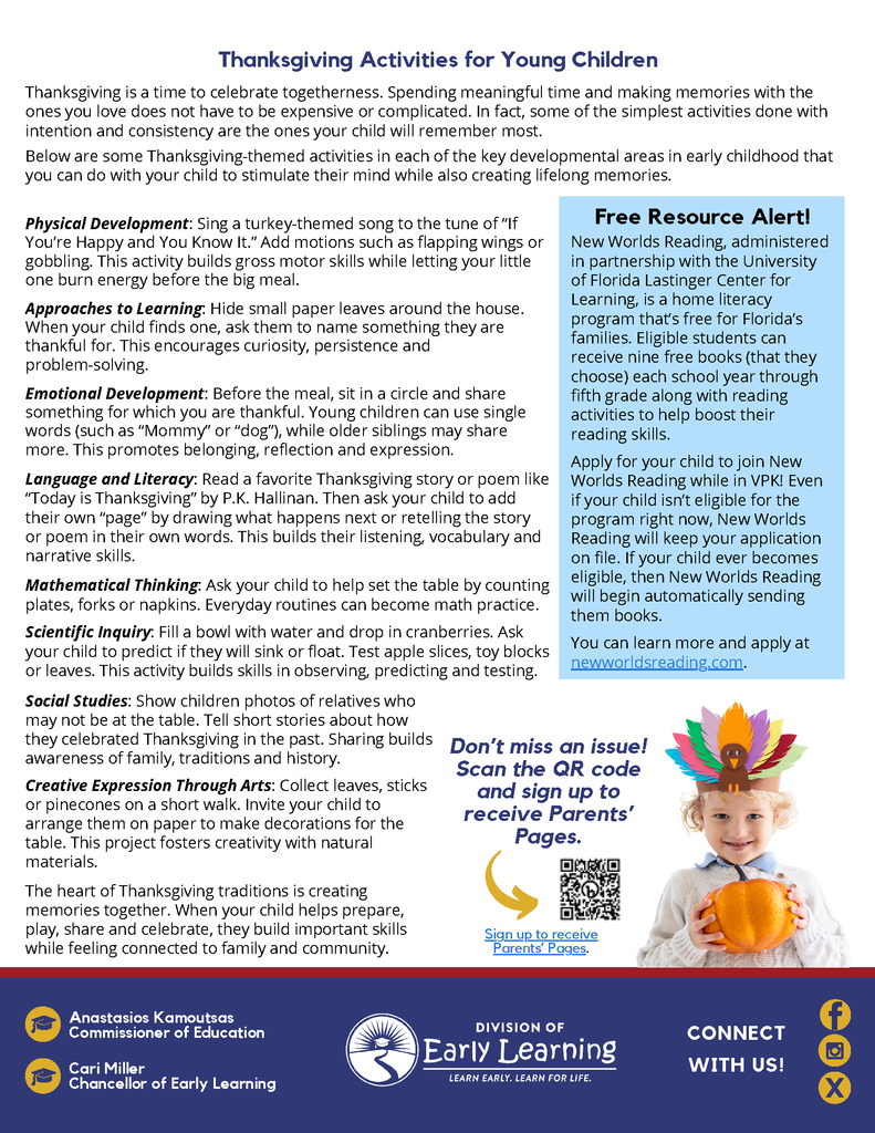 November Early Learning Parent Pages