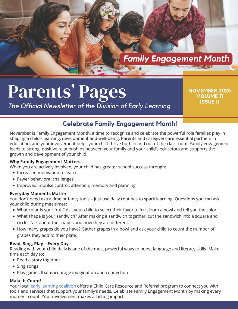 November Early Learning Parent Pages