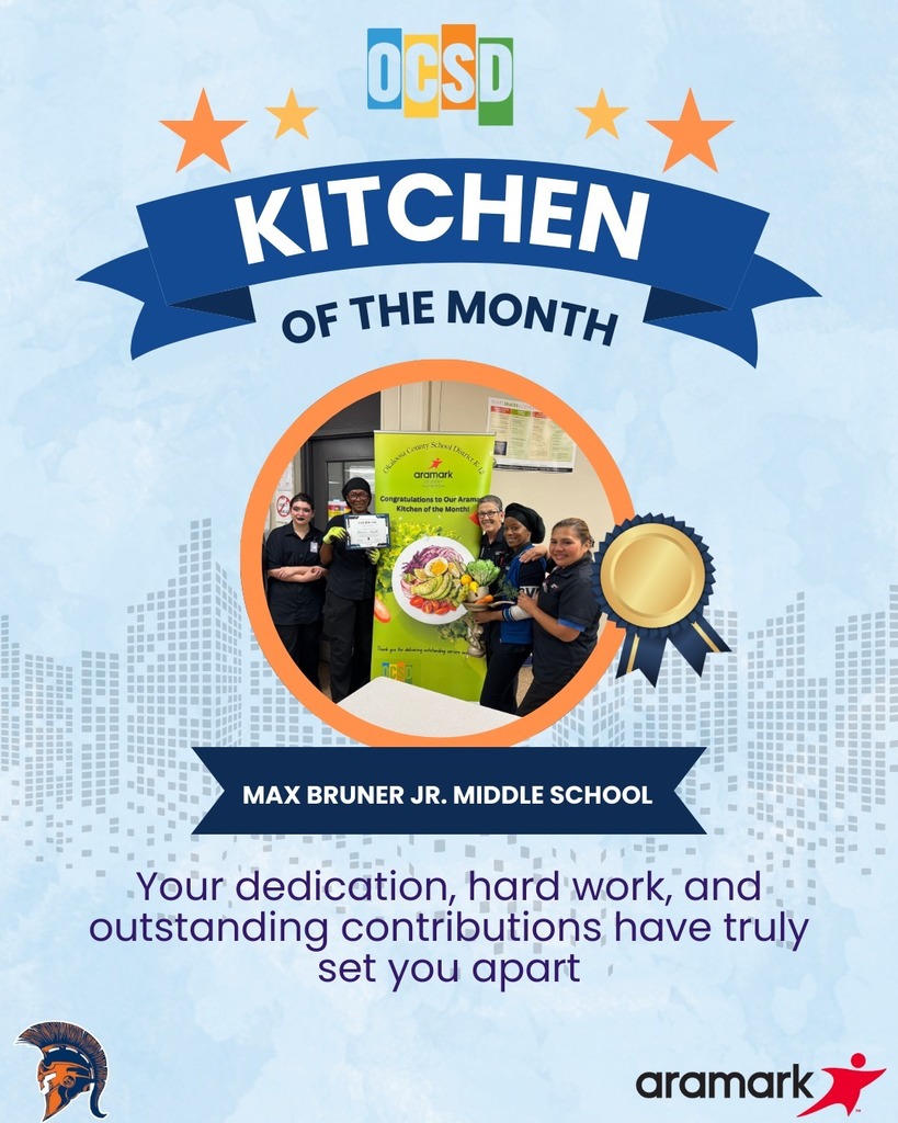 Bruner Middle School has earned Kitchen of the Month