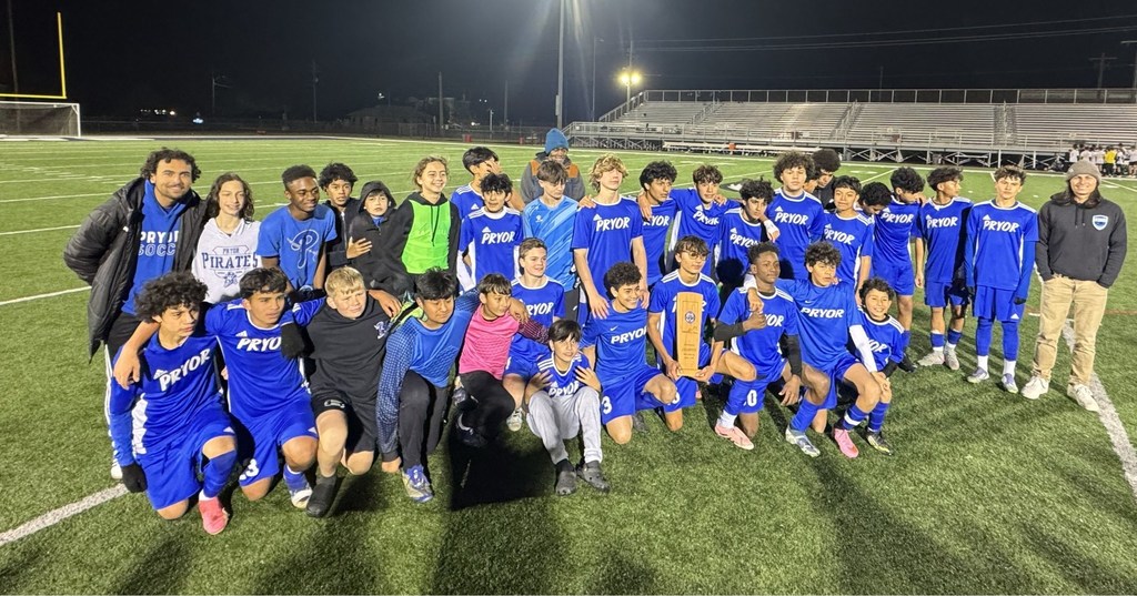 Pryor MS Boys Soccer Team on field 