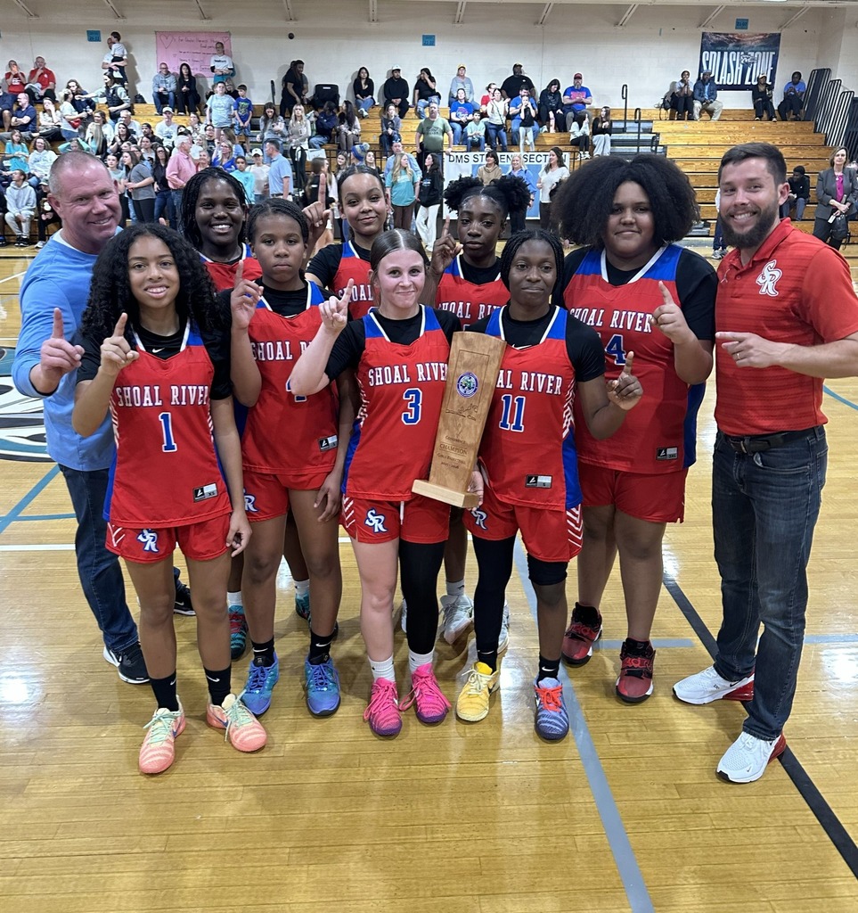 Shoal River MS Girls Basketball Team with trophy