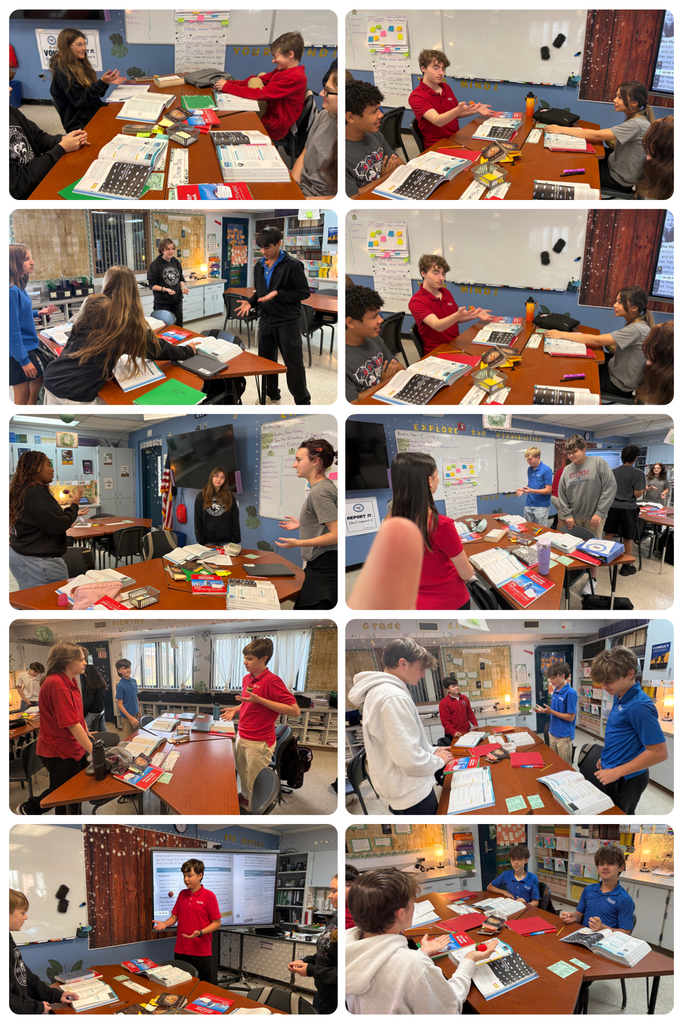 Collage of photos of various groups of students playing with hacky sacks. 