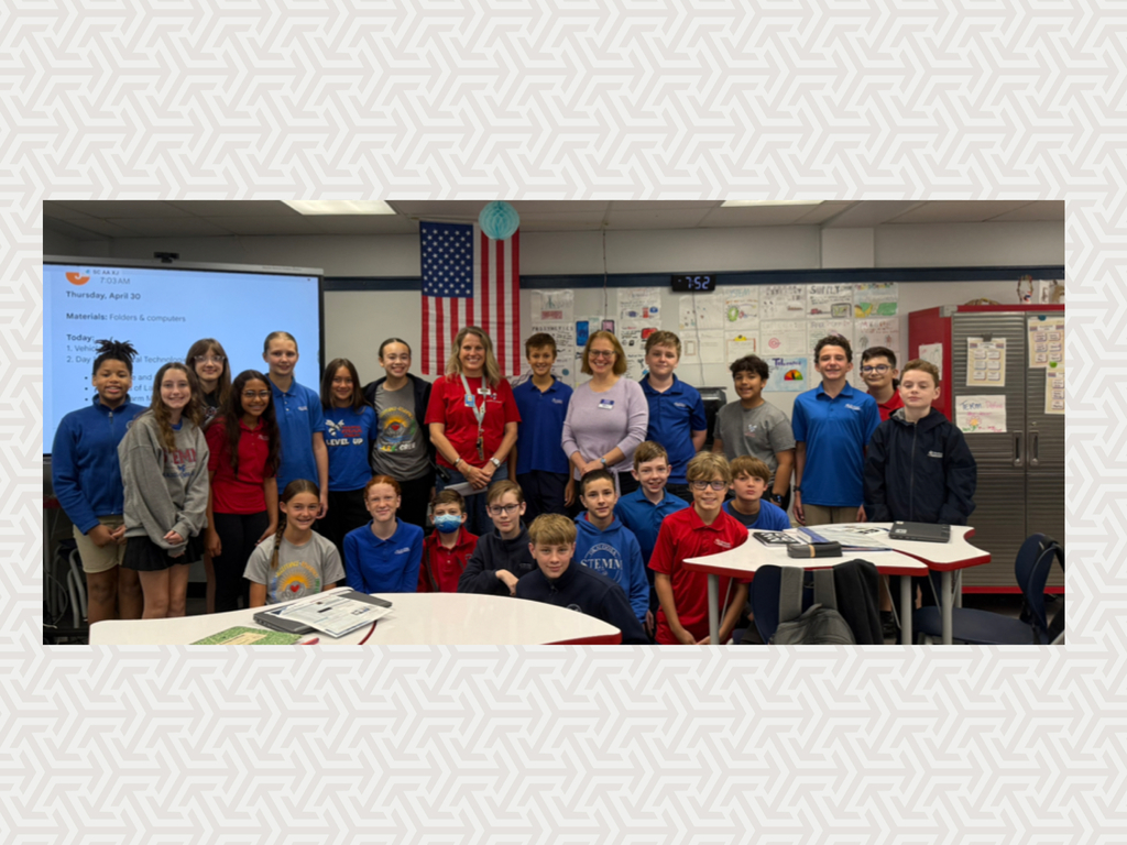 Mrs. Cook with the AFA representative and her students. 