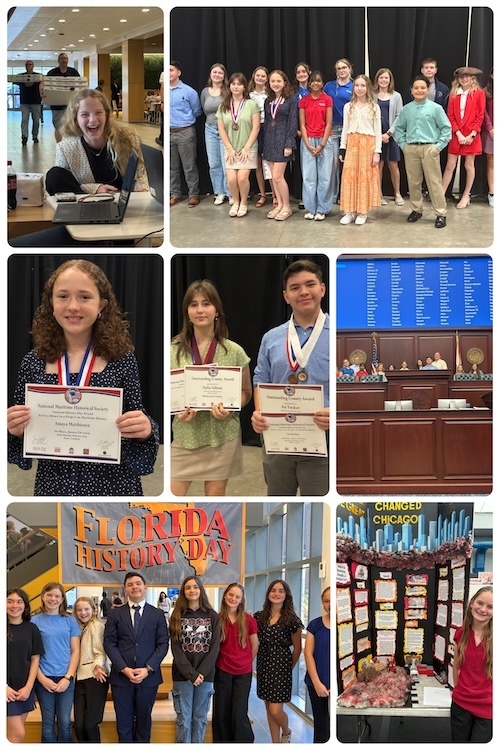 Collage of photos of STEMM students at the National History Day events. 