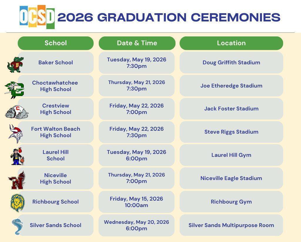 Graudation Ceremony Schedule