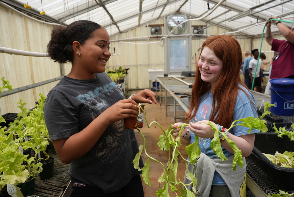 Students in the greenhouse