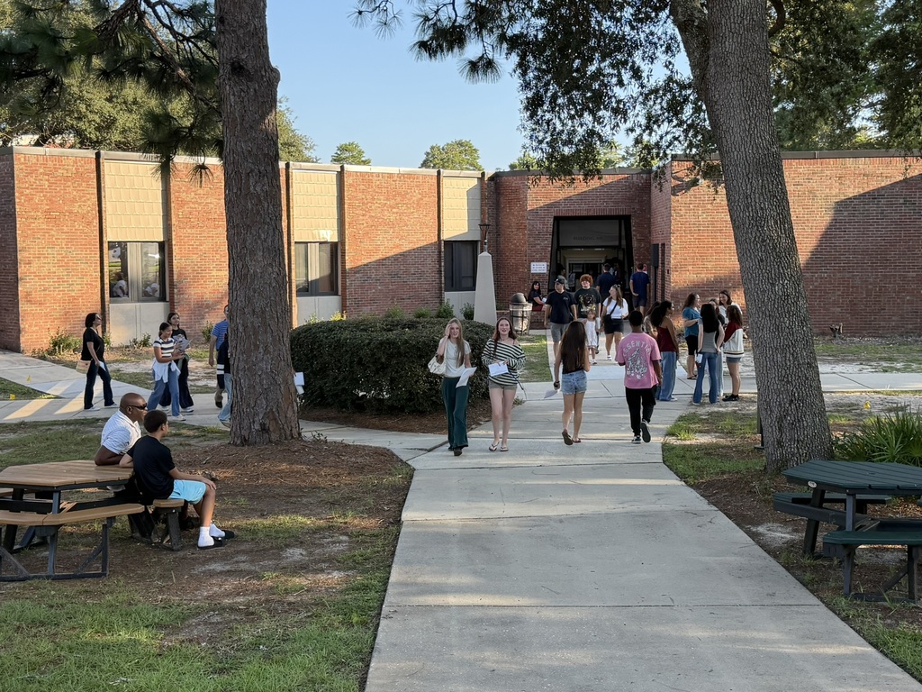 students in walkway