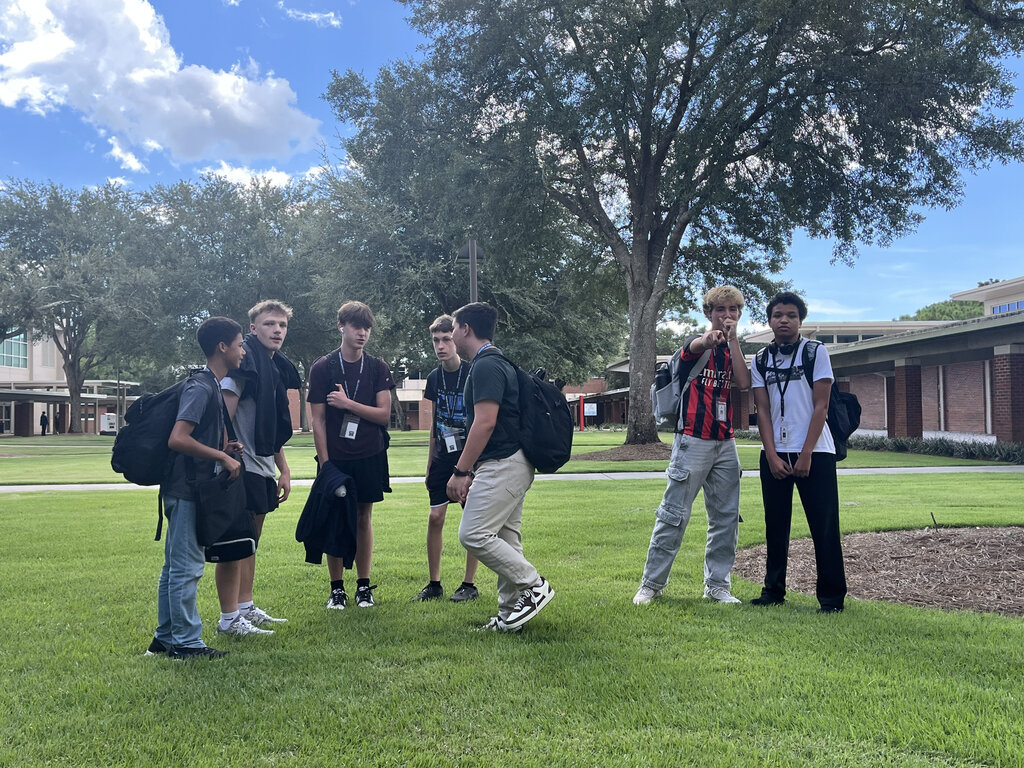 students outside