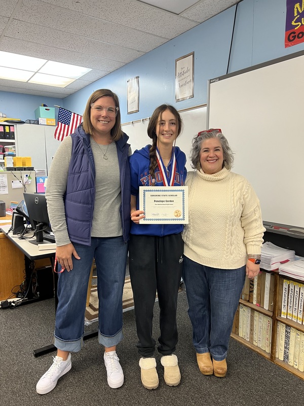 FWBHS Penelope Gordon with Principal Ms. Smith and math Department Chair Ms. Sheffield 