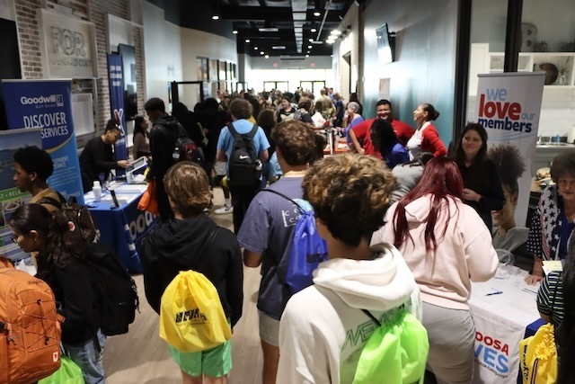 Full hallways at the college and career fair