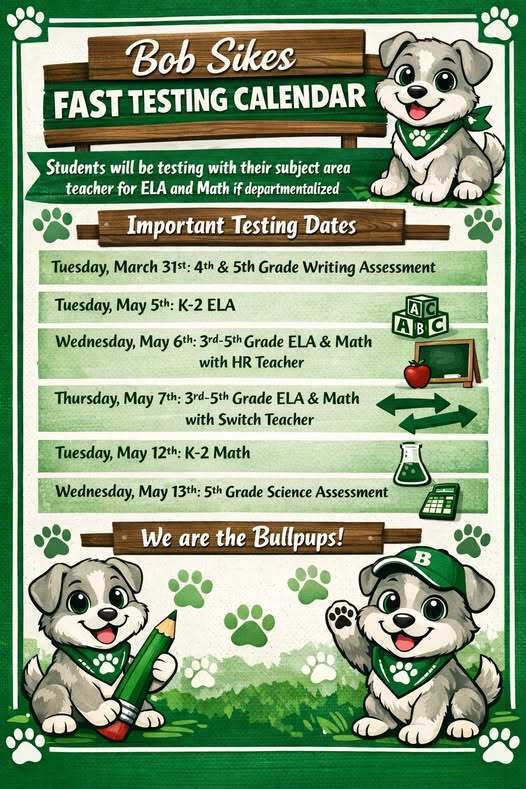 Spring Testing Schedule
