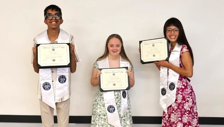  Okaloosa Technical College. Graduates Raj Mulwani, Kaitlyn McCarthy, and Nerea “Rea” Agnew